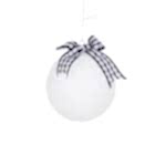 Siyah Beyaz Kurdeleli Yılbaşı Ağaç Süsü Top (10cm)