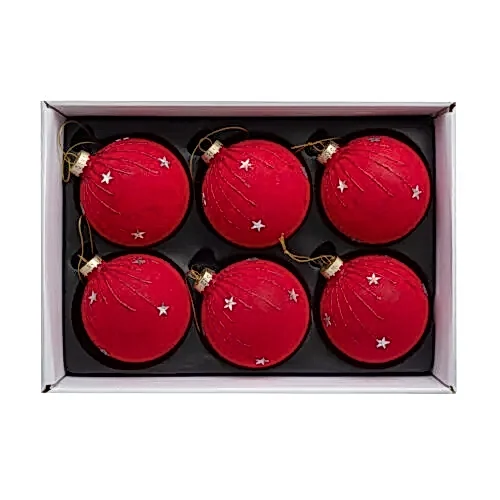 6 Lı Yılbaşı Süsü Cam Top (8 CM)